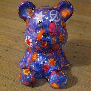 Pomme Pidou Ceramic Colorful Teddy Bear Bank "Toto"